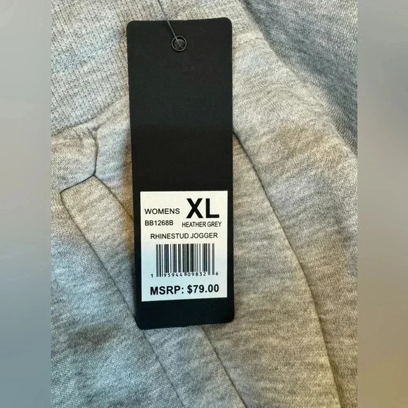 Bebe Sport Heather Grey Rhinestone Graphic Drawstring Sweatpants XL NWT - Picture 11 of 13